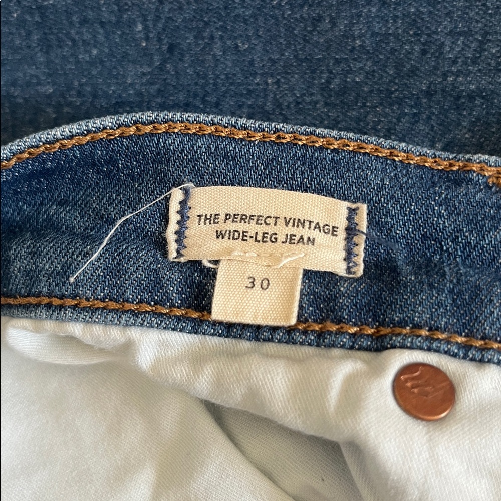 Madewell The Perfect Vintage Wide Leg Jeans Classic Blue Wash Sz 31 - Picture 5 of 7